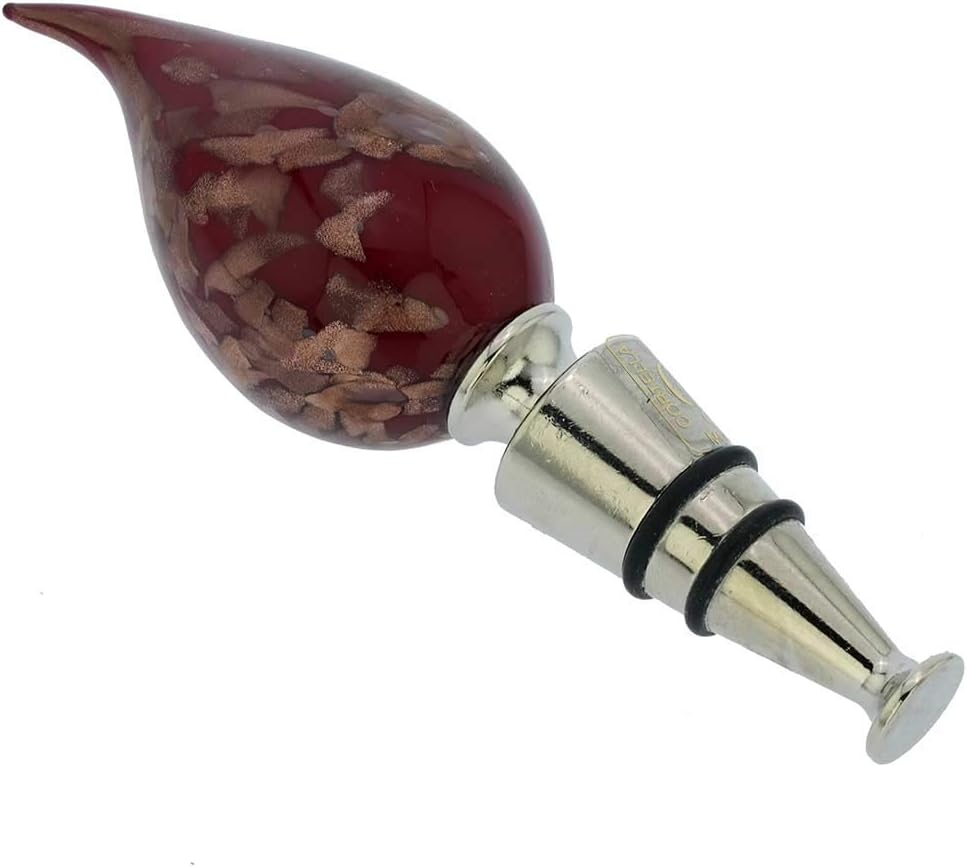 Glass Of Venice Murano Glass Red Flame Bottle Stopper