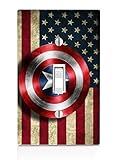Old Style American Flag With Captain America Shield Design Print Image Light Switch Plate