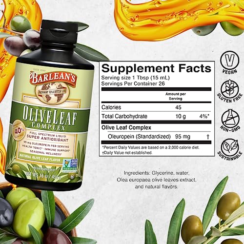 Barlean'S 705875700047 Olive Leaf Complex Liquid Immune Support Supplement thumb #5