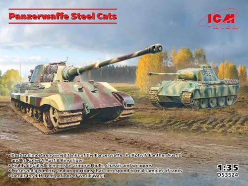 Panther & King Tiger Kit de maquette ICM DS3524 avec détails historiques haut de gamme pour diorama