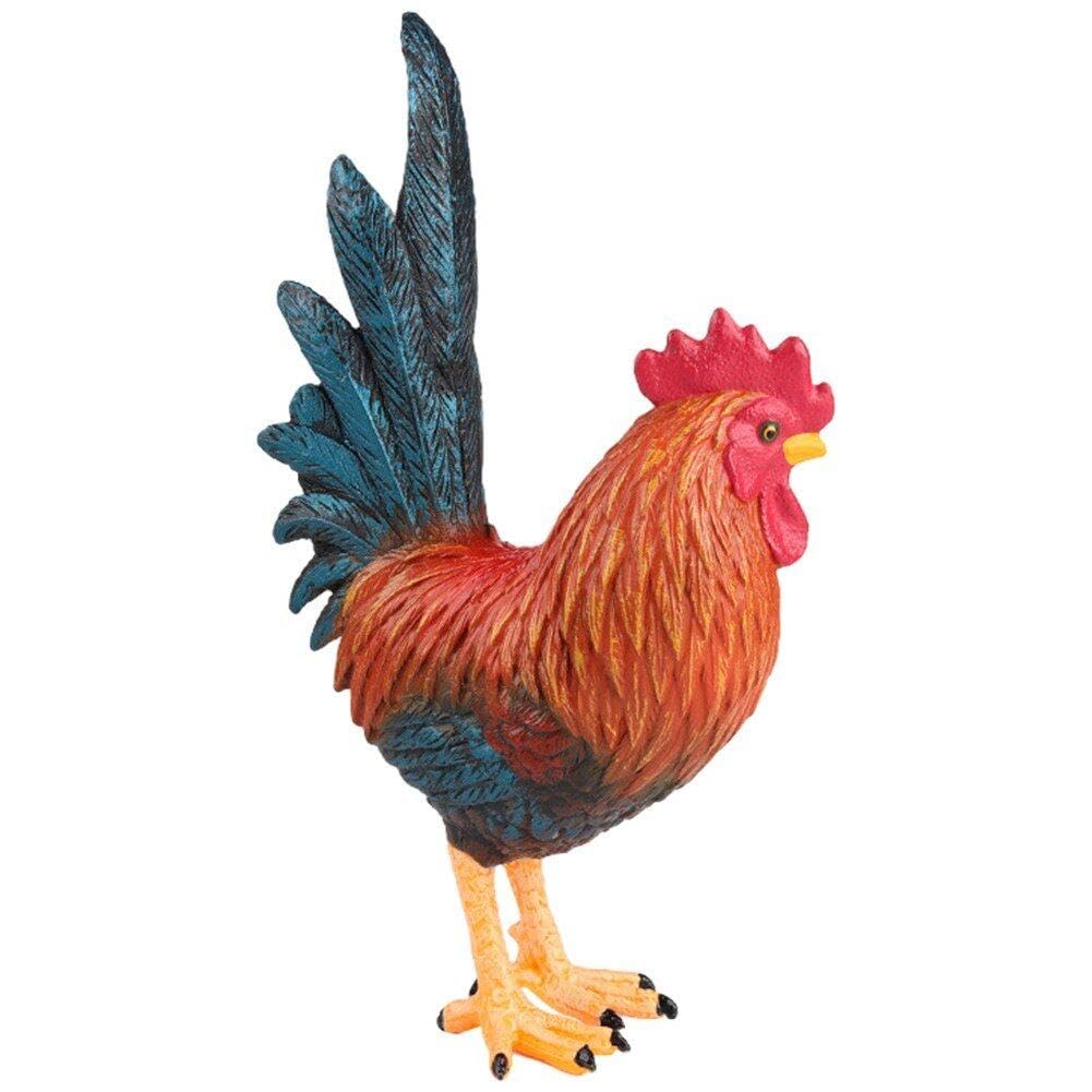 Hrippy Multicolor Rooster Figurine Ornament Animal Models Office Desk Decor Simulated Rooster Statue Chicken Figurine Sculpture Model Ornament