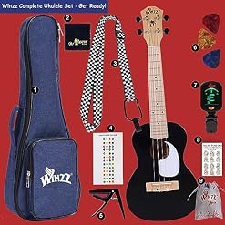 Winzz Ukulélé Adulte Debutant, Ukulélé Concert 23 Pouces, Kit Ukulélé Enfants avec Accordeur, Housse, Sangle, 9 Accessoires (Couleur : noir, en Bois) - Les Beatles, Paul McCartney, John Lennon, RIngo Starr, George Harrison Winzz Ukulélé Adulte Debutant, Ukulélé Concert 23 Pouces, Kit Ukulélé Enfants avec Accordeur, Housse, Sangle, 9 Accessoires (Couleur : noir, en Bois) – Image 7