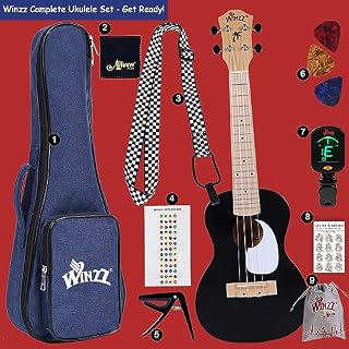 Winzz Ukulélé Adulte Debutant, Ukulélé Concert 23 Pouces, Kit Ukulélé Enfants avec Accordeur, Housse, Sangle, 9 Accessoires (Couleur : noir, en Bois) - Les Beatles, Paul McCartney, John Lennon, RIngo Starr, George Harrison Winzz Ukulélé Adulte Debutant, Ukulélé Concert 23 Pouces, Kit Ukulélé Enfants avec Accordeur, Housse, Sangle, 9 Accessoires (Couleur : noir, en Bois) – Image 7