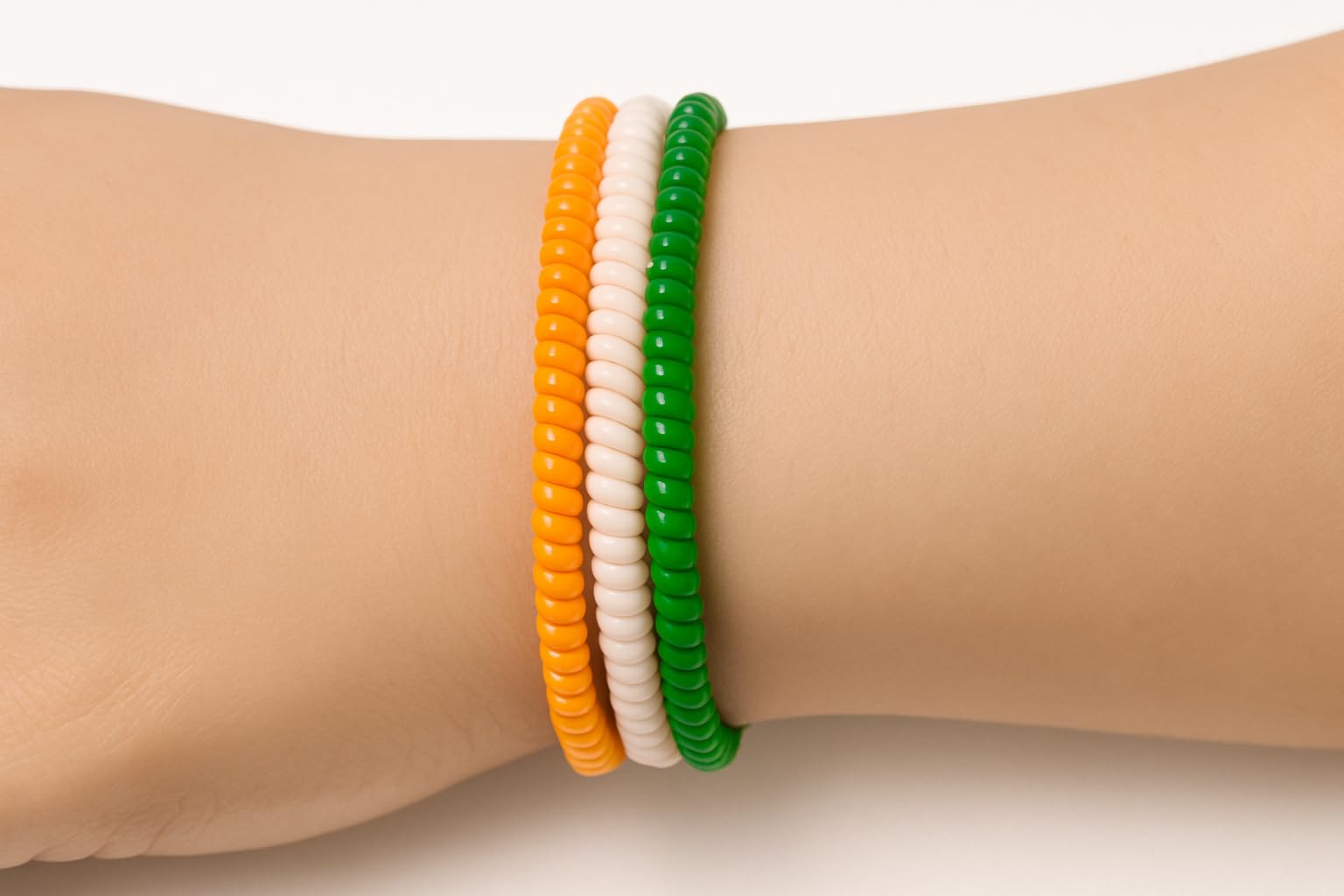 Spiral Hair Rubber bands Hand Band Women Green, White, Orange (PACK OF 3)