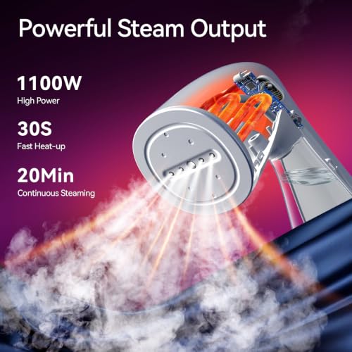 Image of HiLIFE Steamer for Clothes, 1100W Handheld Portable Steamer, 120V Only
