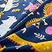 KWLOVER Bed Fitted Sheet and Pillowcases Set,TPU Waterproof Mattress Protector,Dino Printed Bed Sheets for Kids (Navy Blue, Twin)