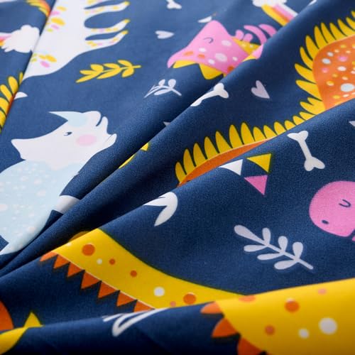Image of TPU Backing Waterproof Fitted Sheet with Deep Pocket,Dino Printed Thicken Fabric Bed Sheets (Navy Blue(Waterproof), Twin)
