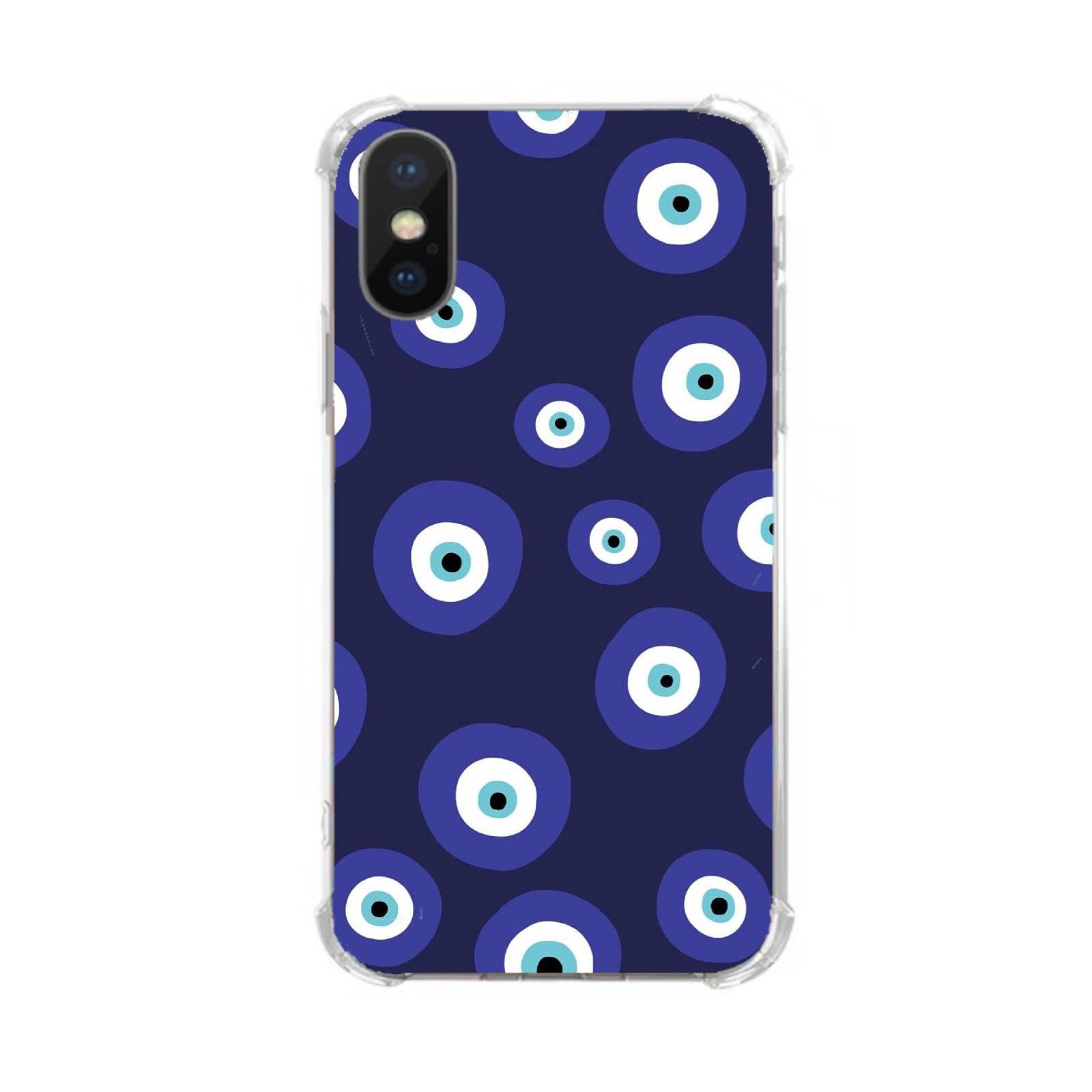 Jaexzpoe Blue Evil Eyes Case Compatible with iPhone Xs/X, Blue Evil Eyes Case for Men & Women, Slim Shockproof TPU Bumper Anti-Scratch Protective Cover Case for iPhone Xs/X