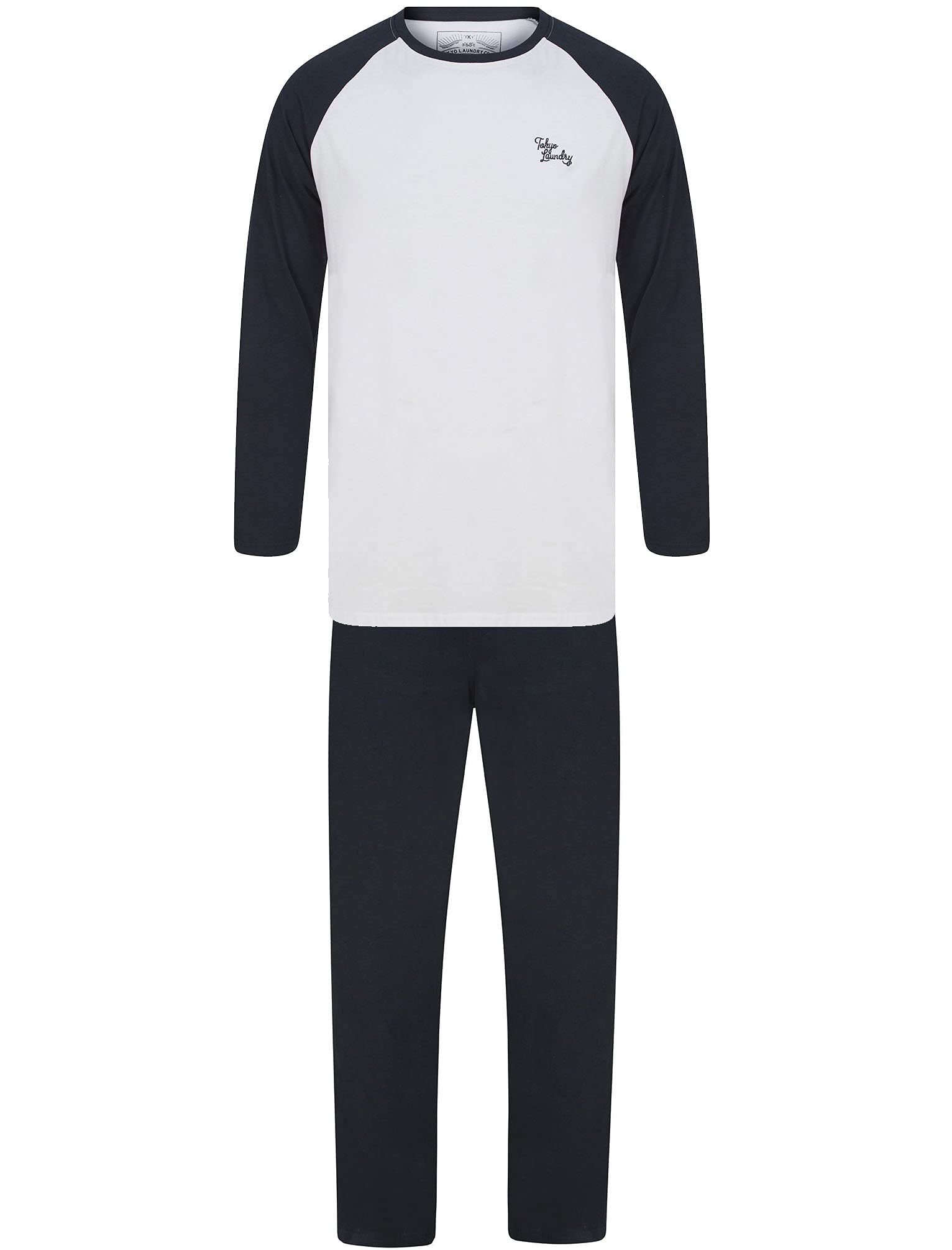 Farlov 2pc Long Sleeve Cotton Lounge Set in Optic White / Sky Captain Navy – Tokyo Laundry - L