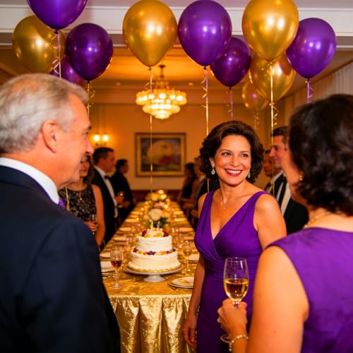 Image of Purple Gold Balloon Garland Arch Kit, 121 PCS Purple and Gold Balloons Purple Balloons for Birthday Graduation Wedding Anniversary Purple Gold Party Decorations