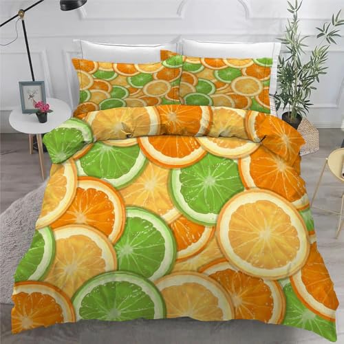 Housse de couette 90x190 fruit jaune ensemble literie 3 pièces douce - 6