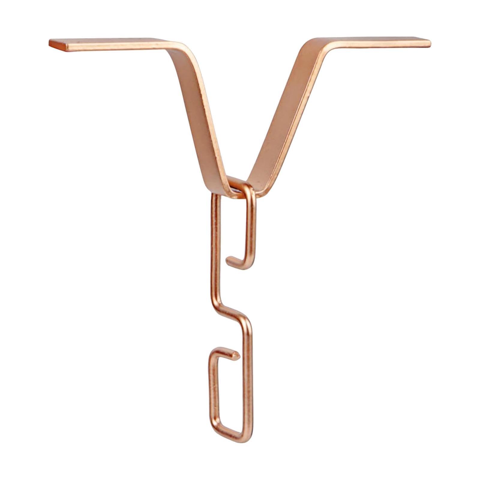 QUXVUIS Strong Rain Chain Hook Reliable V Shaped Clip Durable Gutter Installation Innovative Iron Connector Outdoor Performance V Shaped Hook Hanger Outside, Copper Color, 15.75cm