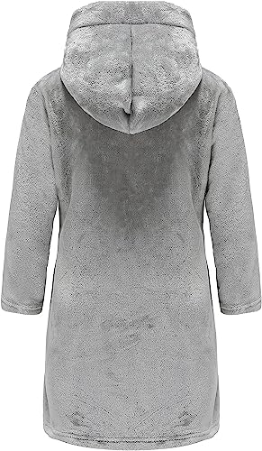 Image of Kids Hooded Bathrobe Girls Soft Plush Hooded Flannel Pajamas Sleepwear Boys Spa Robe
