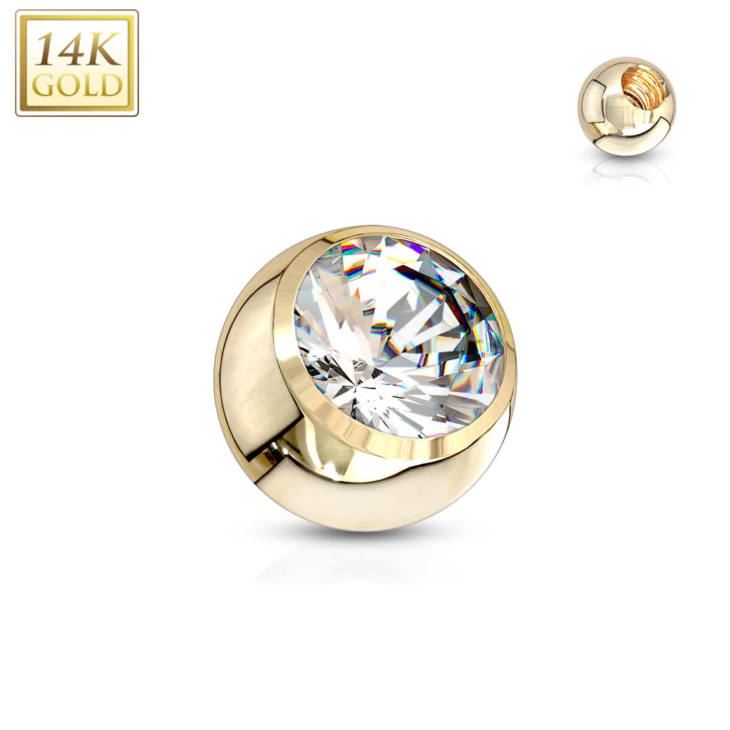 Paula & Fritz® Piercing Ersatz-Kugel 14 Karat Echtgold Innengewinde 1,2-mm 1,6-mm Stärke Kombinierbar Mehrfarbig Zirkonia Barbell Labret Surface