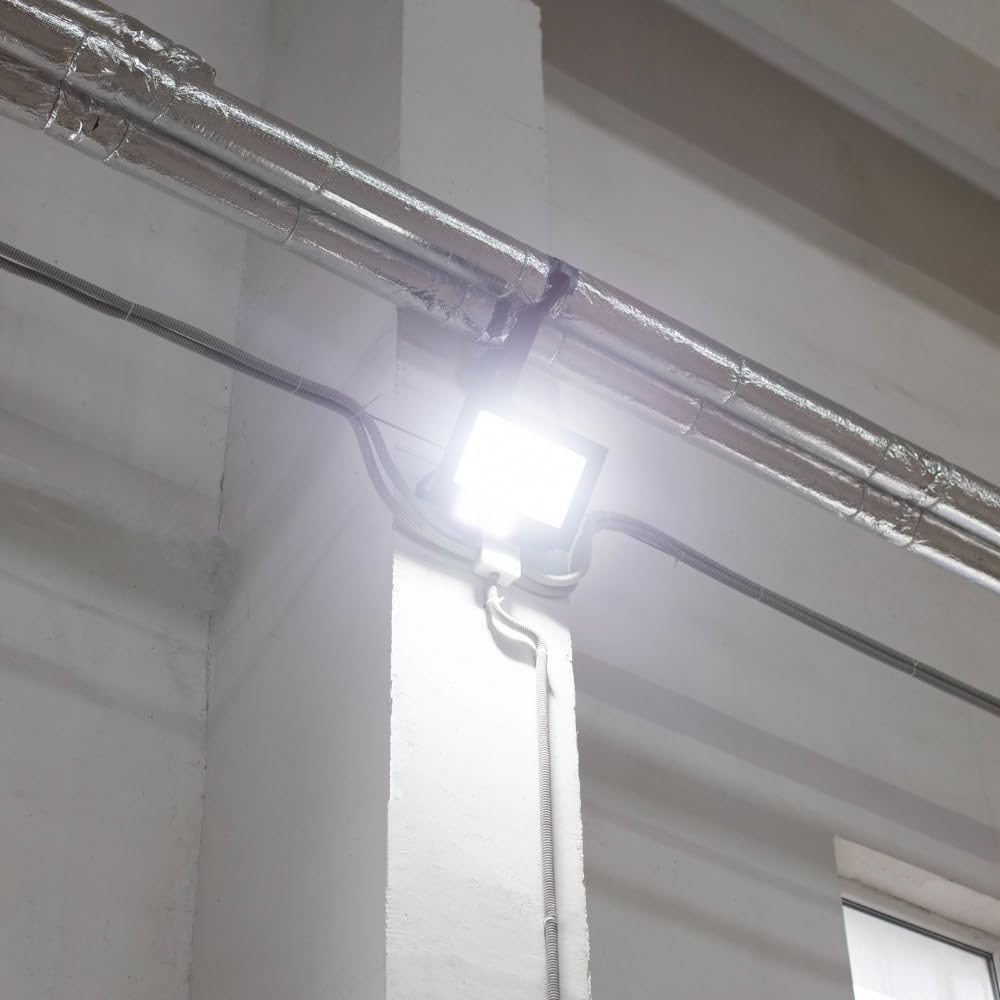 LUXULA LED Außenstrahler 200W 4000K Neutralweiß 26000lm IP65 - kompakter Fluter für Garage, Garten, Einfahrt oder Terrasse - wasserdichter LED Scheinwerfer Aussenleuchte – Gehäuse Grau