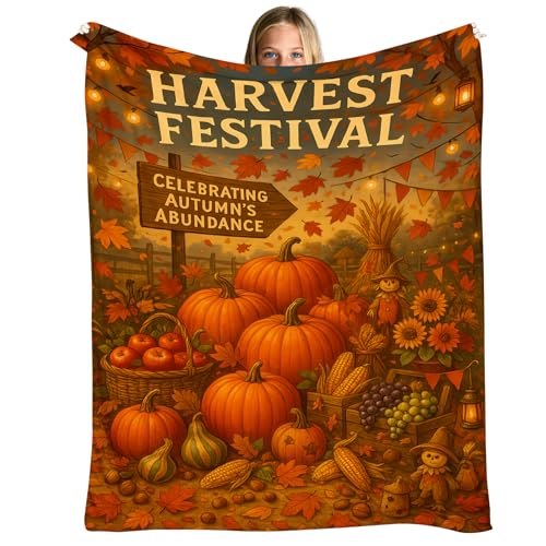 Harvest Festival Fall Blanket – Pumpkin Patch...
