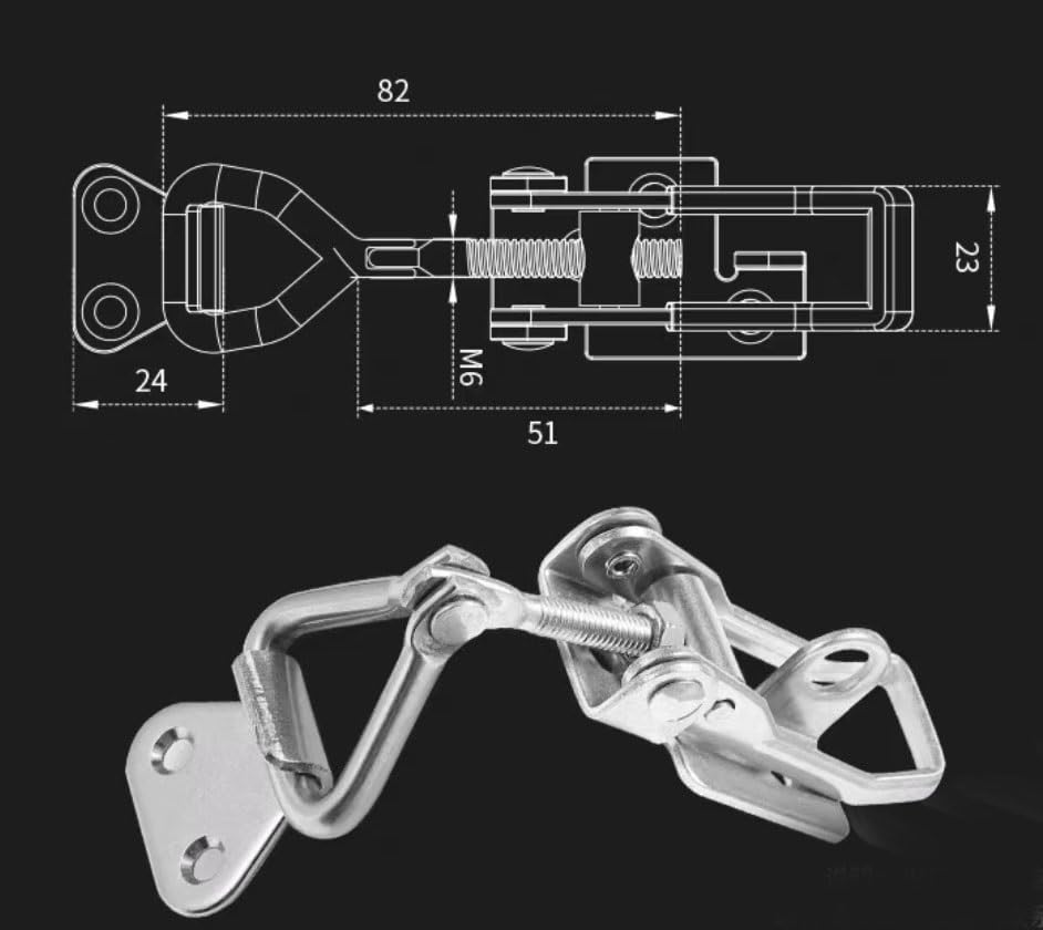 Loquet de serrage à bas robuste en inox pour stopper les ouvertures de coffre