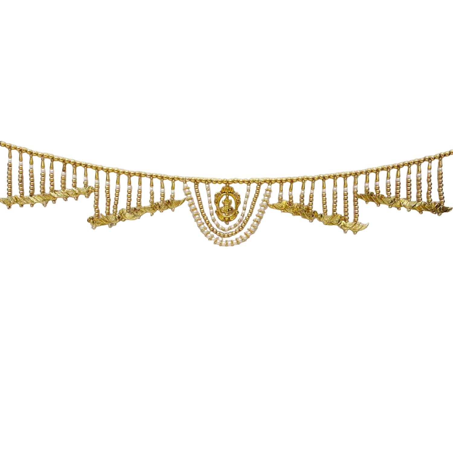 JIBARO Golden Fabric, Beads Toran - Door Hanging Decoration - Pack of 1
