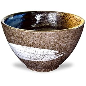 Mino Ware Japanese Rice Bowl, Rice Ramen Noodle Soup Sarada Pasta, Hakemaki Chawn, 5.31 inch 11.6oz