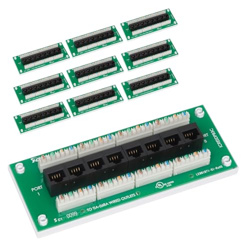 Image of ICC 8-Port CAT6 Ethernet Data Module with Universal Adhesive Mount, UL Listed, Compact PCB Board, 10-Pack