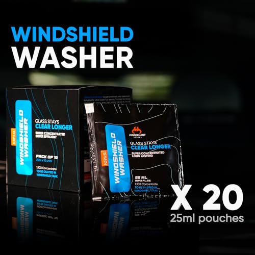 Image of JOPASU Windshield Washer Fluid Pouch for Car 25 ml x 20 = 500 ml | Super Concentrated Formula | 10 ml Makes 1L Strong Washer Fluid | Crystal Clear, Spot-Free, Streak-Free Shine