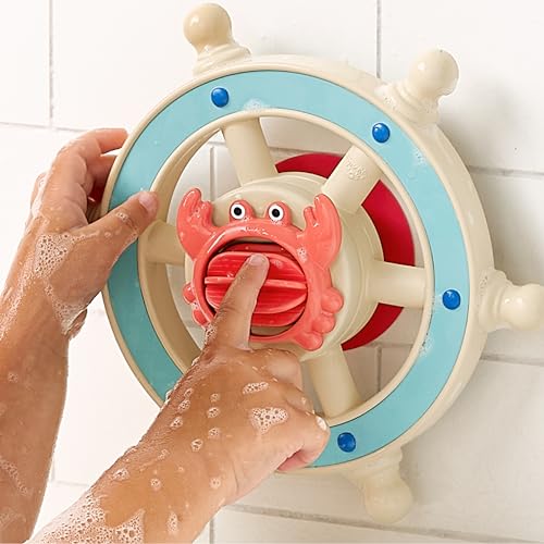 Itzy Ritzy Steering Wheel Bath Toy - Suction Cup Tub Toy with Rotating Steering Wheel and Easy-Grip Handles to Promote Fine Motor Skills & Imaginative Play for Ages 6 Months and Up (Crab)