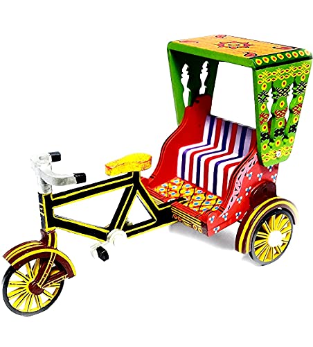 Image of Ricksaw Vehicle Wooden Toys Handmade Handpainted Push and Pull Toys for Kids Handicraft Items for Home Decor
