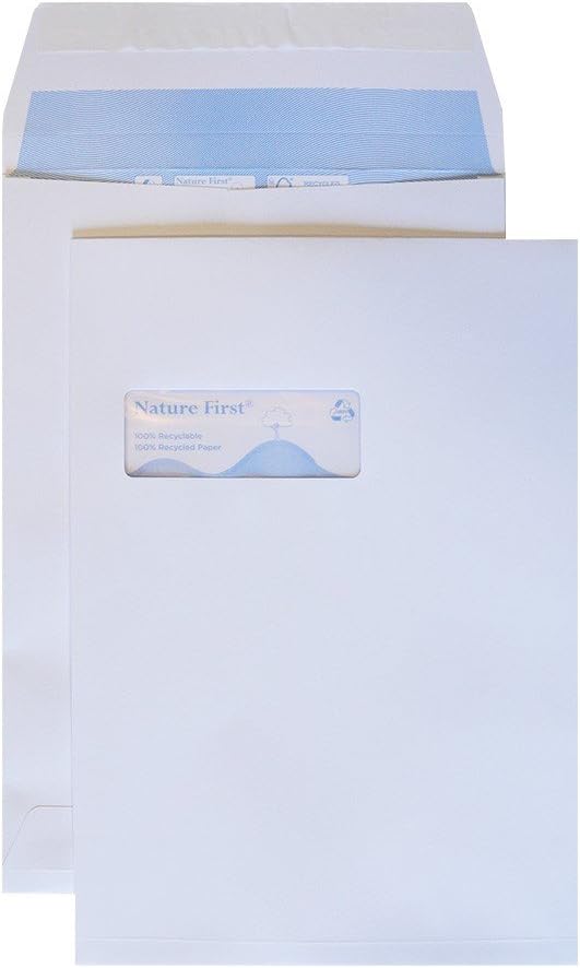 Blake Purely Environmental C4 229 x 324 x 25 mm 140 GSM Gusset Pocket Peel & Seal High Window Envelopes (RN091) White - Pack of 125