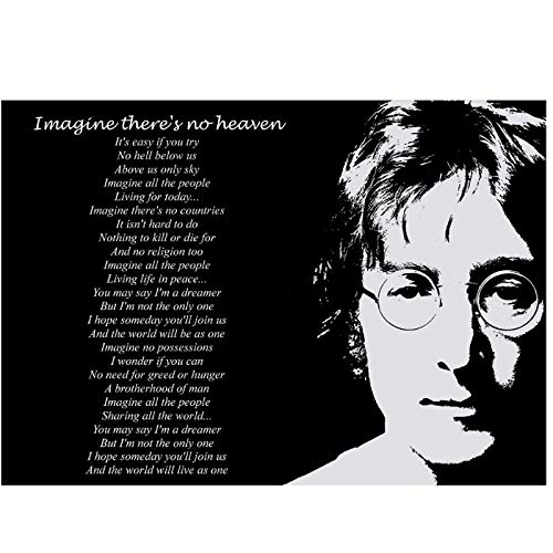 UpperPin Life Motivational John Lennon Imagine Lyrics Poster HD Imprime Maison Affiche Toile -60X90Cmx1Pcs-Sans Cadre - Les Beatles, Paul McCartney, John Lennon, RIngo Starr, George Harrison UpperPin Life Motivational John Lennon Imagine Lyrics Poster HD Imprime Maison Affiche Toile -60X90Cmx1Pcs-Sans Cadre