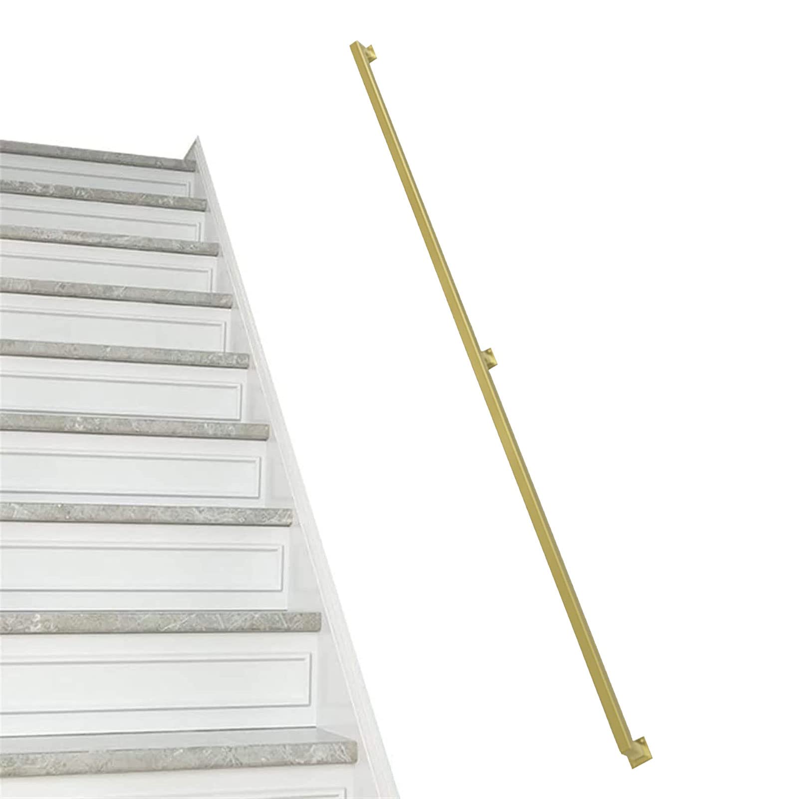 Attrex One Color 1Ft-20Ft Indoor Loft Elderly Non-Slip Handrails, Handrails For Stairs/Indoor/Loft Corridor Support Rod, Gold Metal Wrought Iron Staircase Railings Banister(18Ft/540Cm)