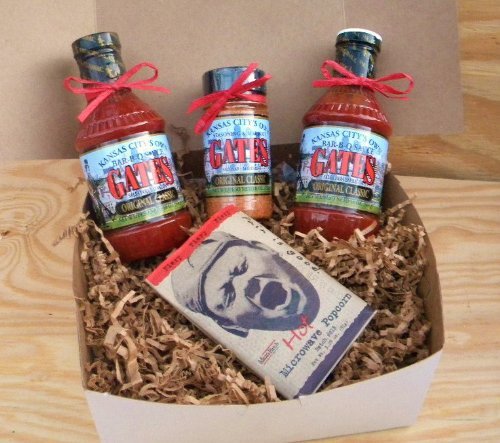 Gates Bar-B-Q Sauce Combo: 2 Bottles Original Classic, 1 Bottle Seasoning Dry Rub, & Hot/Spicy Microwave Popcorn (Kansas City Barbecue)