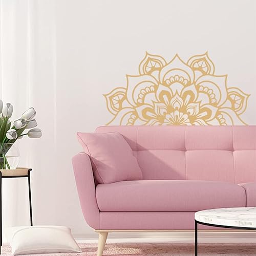 Miniatura 3 de SUPERDANT Calcomanías de pared con diseño de mandala y flores, decoración de línea de borde, arte de PVC, calcomanías de pared extraíbles y murales,