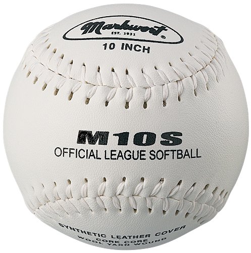 Markwort 10-Inch Synthetic Cover/Cork Core Softball, White (12 ct)