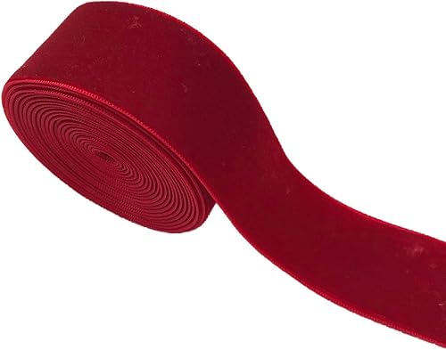 Cinta de terciopelo roja de una sola cara de 1.496 in (1.5 pulgadas) utilizada para embalaje de regalos, árbol de Navidad, caja de regalo de Cinta de terciopelo roja de una sola cara de 1.496 in (1.5 pulgadas) utilizada para embalaje de regalos, árbol de Navidad, caja de regalo de