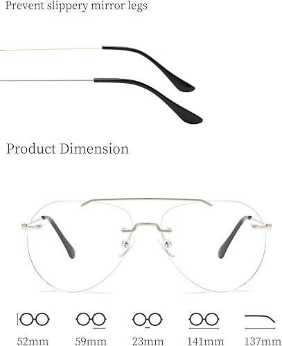 Miniatura 4 de LJCZKA Gafas de bloqueo de luz azul sin marco juego de computadora de doble puente lentes transparentes para hombres y mujeres