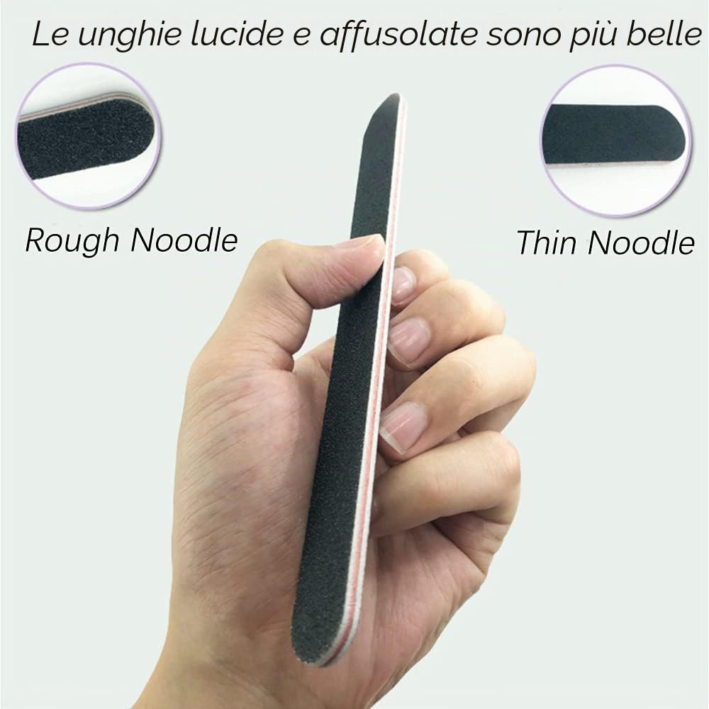 10 Pezzi Lima Per Unghie, 100/180 Nere lime per Unghie a Doppia Faccia, Lima per Lavabile a Unghie, Set di lime per Unghie Professional, er la Cura e lo Styling Delle Unghie