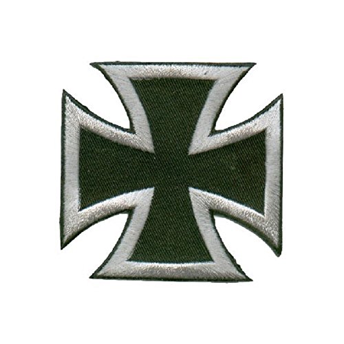 hotrodspirit - Patch Croix de Malte Noir Argent ecusson Rock Roll Biker