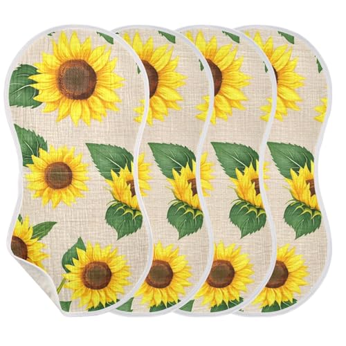 Muslin Burp Cloth for Baby 2PCS Vivid Sunflowers Yellow Super Absorbent Burping Cloths, Bibs for Newborn Boys Girls3