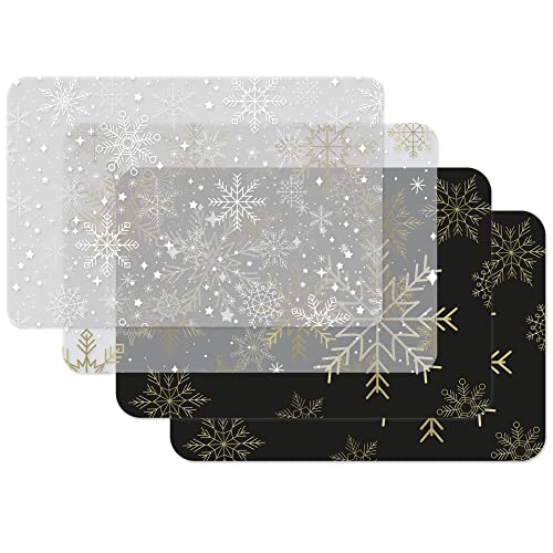 Venilia Mantel individual mixto de copos de nieve para comedor, posavasos de platos, decoración de mesa de Navidad, manteles individuales de Navidad, fácil de limpiar, apto para alimentos, 45 x 30 cm,