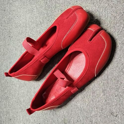 ZQW Tabi Shoes Mary Jane Ballet Flats for Women Suede Slip-On Elastic Strap Lightweight Comfortable Office Work Casual Dressy Wear4