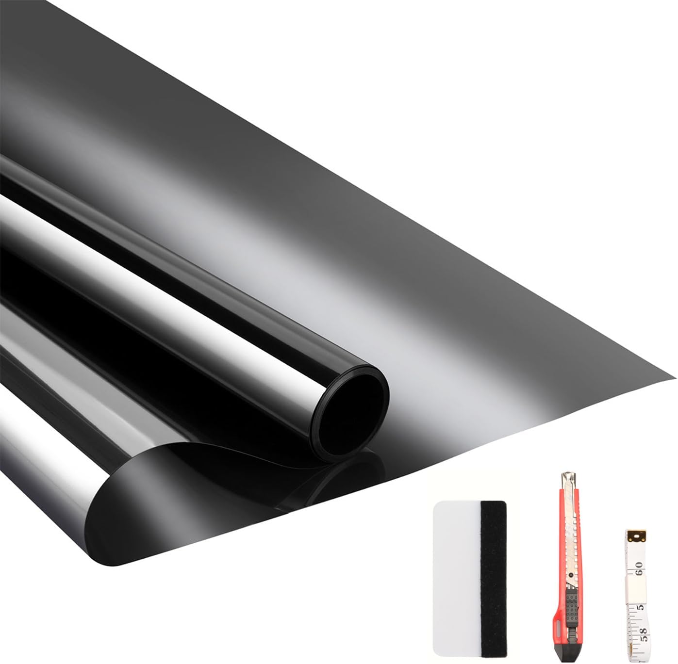 Arthome Heat Blocking Window Film Anti-UV 60cmx460cm,Heat Control Window Stick Tint Reflective No Glue Static Cling Adhesive DIY One Way Film for Home and Office Sun Glare Reduction with Tool