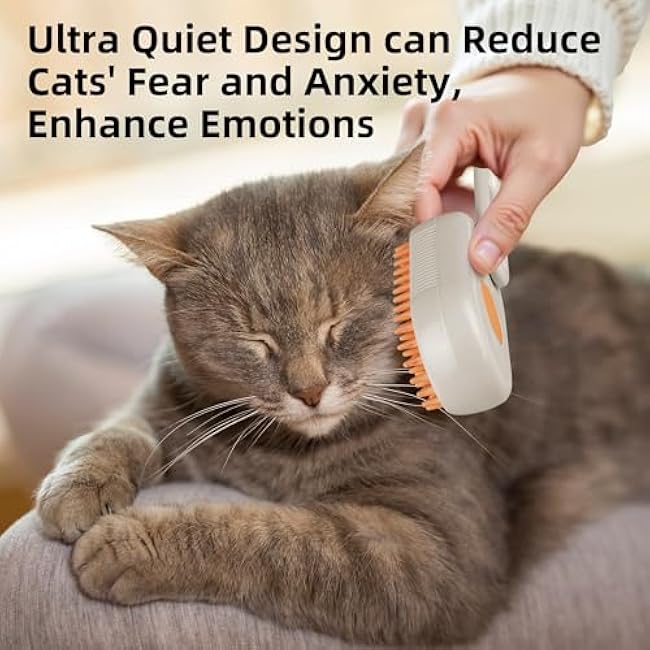 Cat Dog Hair Steam Brush: 4 in 1 Pet Grooming Tool Rechargeable Groomer Silicone Comb for Massage, Cleaning, Shedding and Combing, Anti-Static, 360¡ã Portable Handle for Long or Short Hair Pet (Orange)-rREBdQzP