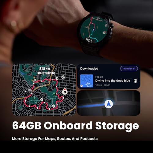 Image of Amazfit Balance 3 GPS Smartwatch, 48mm 1.5 inch AMOLED Sapphire Glass, Titanium Case, 21-Day Battery, Flashlight, 64GB, Offline Maps, 10 ATM, 180+ Sports & HYROX Fitness Tracker for Android & iPhone