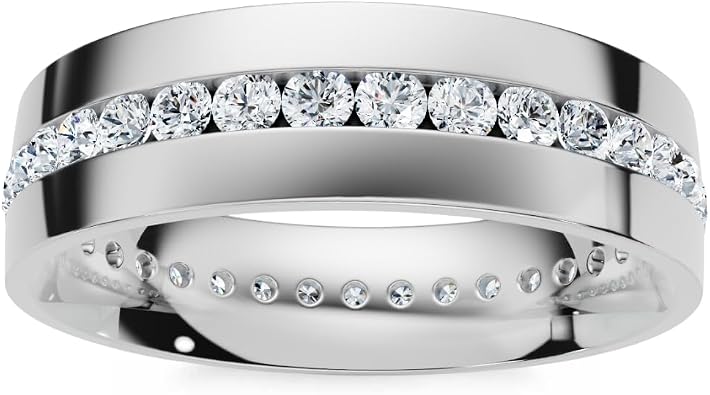 P3 POMPEII3 Pompeii 1.10Ct Diamond Eternity Mens Wedding Ring Polished Band 14k Gold Lab Grown F/G,VS1-VS2