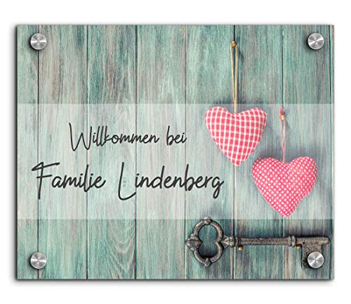 Türschild Namensschild für die Haustür in 3 Größen ab 20x16 cm mit UV Druck und einem einzigartigem Design Eingangsschild Garten Familienschild Klingelschild Klingelplatte Funk-Klingel
