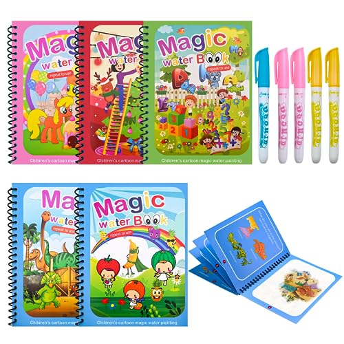 Kacunoki Water Magic Colouring Book 5Pcs Water Painting Book...