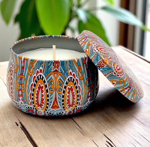 Image of Mandala Candle | Handcrafted Scented Wax Jar with Intricate Mandala Design | Spiritual Home Decor & Gift (Golden Aura Mandala)