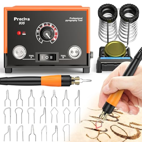Pyrograveur sur Bois, Preciva 935 Kit de Pyrograveur, 250-750℃ Température Réglable Graveur Bois...
