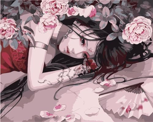 YEESAM ART Peinture Numero sans Cadre glamorous Woman, Bricolage Peinture par Numero 40x50cm Numéro d’Art Acrylique Decorative Murale