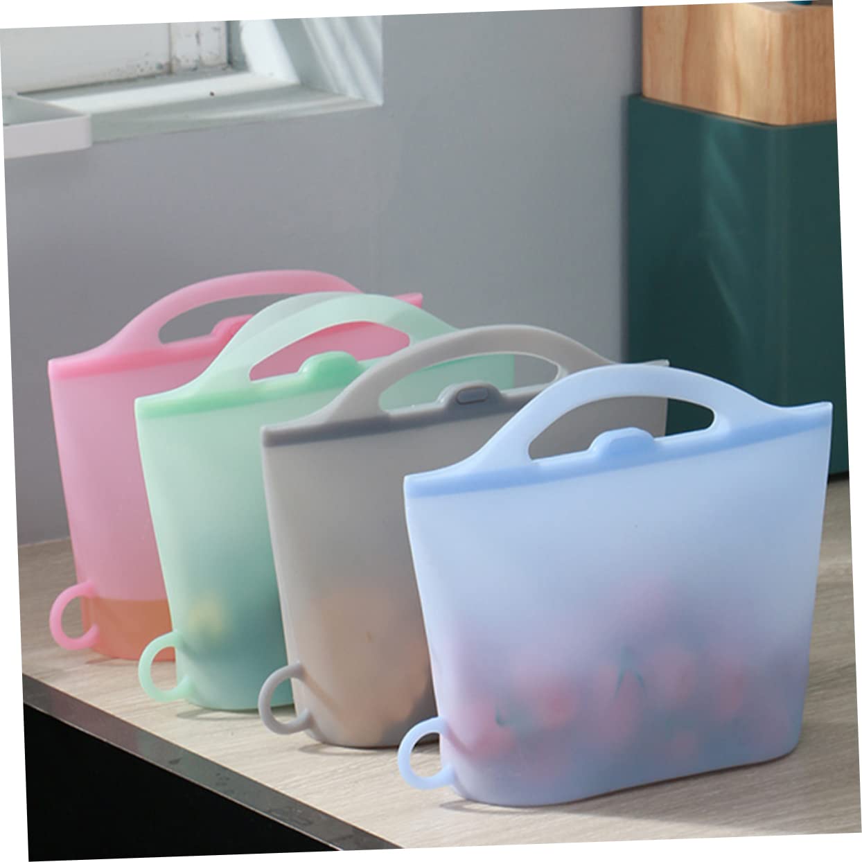 4 Bolsas De Silicona Para Almacenar 1000ml Para Refrigerador y Congelador Reutilizables Herméticas